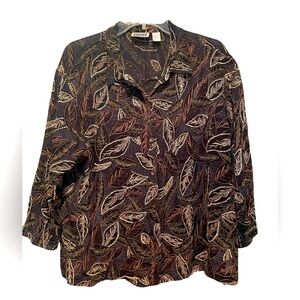 Chicos Design 1 Lightweight Embroidered Leaf Blazer (Size 3)